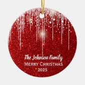 Personalisierter Familienname Frohe Weihnachten Keramik Ornament (Vorne)