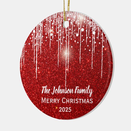 Personalisierter Familienname Frohe Weihnachten Keramik Ornament (Links)