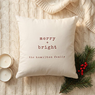 Personalisierter Familienname Frohe + Weihnachten Kissen