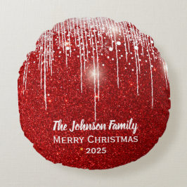 Personalisierter Familienname Frohe Weihnachten Ro Rundes Kissen