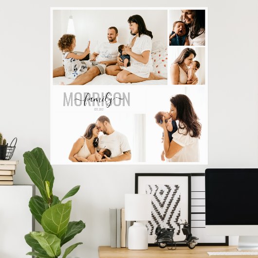Personalisierter Familienname für Fotocollage Poster (Heimbüro)