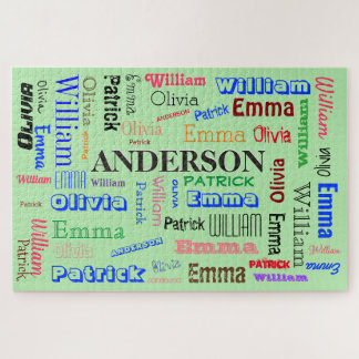 Personalisierter Familienname für Word Cloud Puzzle