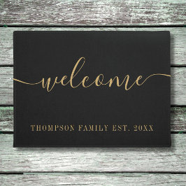 Personalisierter Familienname Gold Black Willkomme Fußmatte