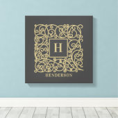 Personalisierter Familienname Gold Monogram Leinwanddruck (Insitu (Holzboden))
