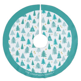 Personalisierter Familienname Grüner Aquamariner W Polyester Weihnachtsbaumdecke