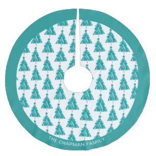 Personalisierter Familienname Grüner Aquamariner W Polyester Weihnachtsbaumdecke