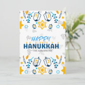 Personalisierter Familienname Happy Hanukkah Feiertagskarte (Stehend Vorderseite)