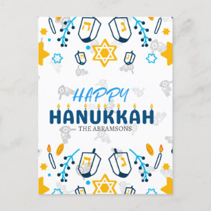 Personalisierter Familienname Happy Hanukkah Feiertagspostkarte