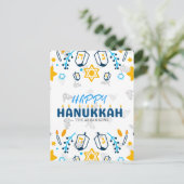 Personalisierter Familienname Happy Hanukkah Feiertagspostkarte (Stehend Vorderseite)