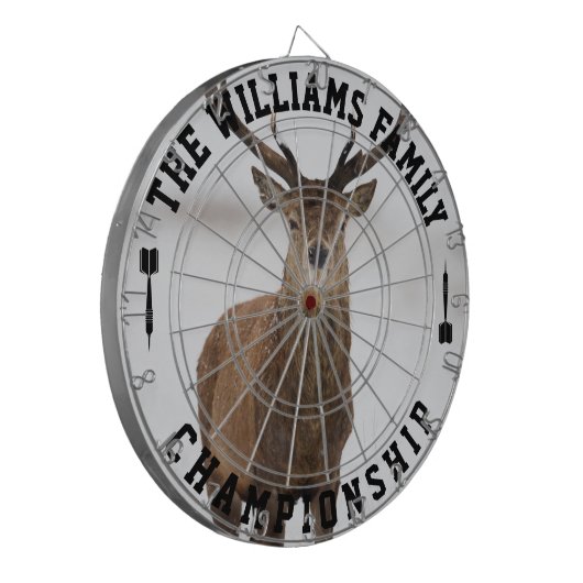 Personalisierter Familienname Hirsche Foto Dartscheibe (Vorderseite Links)