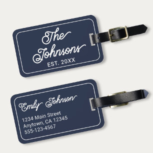 Personalisierter Familienname in eleganter Schrift Gepäckanhänger
