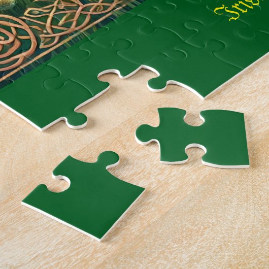 Personalisierter Familienname, irisches Cloverfiel Puzzle (Seite)