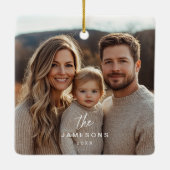 Personalisierter Familienname Jahr Foto Ornament (Rückseite)