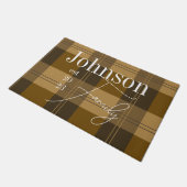 Personalisierter Familienname Kariert Fußmatte (Schrägansicht)