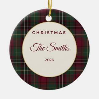 Personalisierter Familienname Karo-Weihnachtsschmu Keramik Ornament