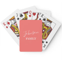 Personalisierter Familienname Korallenspielkarten
