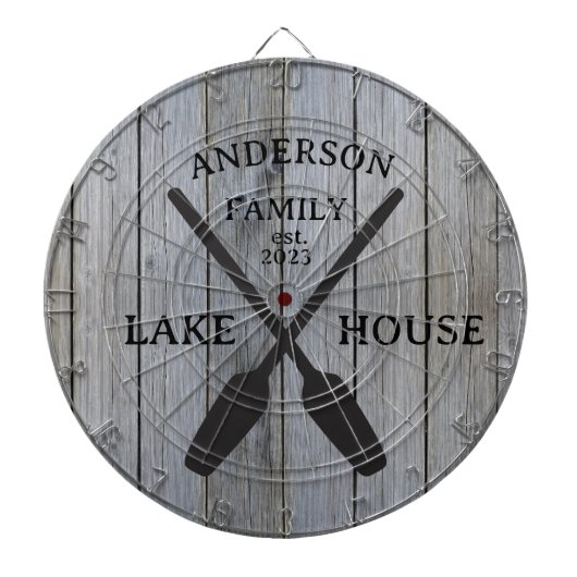 Personalisierter Familienname Lake House Dartscheibe (vorne)