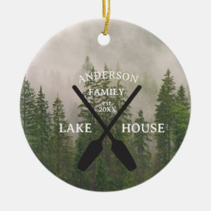 Personalisierter Familienname Lake House Keramik Ornament