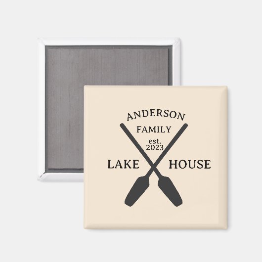 Personalisierter Familienname Lake House Magnet (Vorderseite/Rückseite)