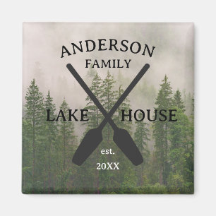 Personalisierter Familienname Lake House Magnet