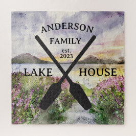 Personalisierter Familienname Lake House Puzzle