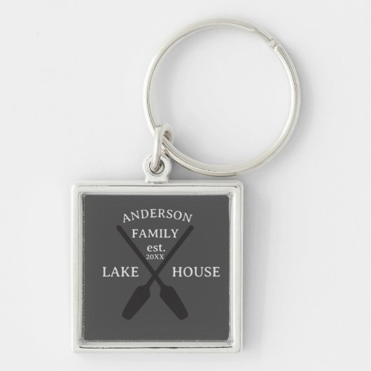 Personalisierter Familienname Lake House Schlüsselanhänger (Vorne)