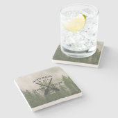 Personalisierter Familienname Lake House Steinuntersetzer (Seitenansicht)