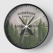 Personalisierter Familienname Lake House Uhr (Vorderseite)