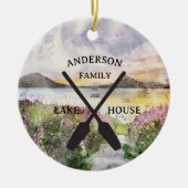 Personalisierter Familienname Lake House Unterschr Keramik Ornament (Vorne)