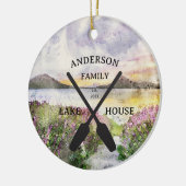 Personalisierter Familienname Lake House Unterschr Keramik Ornament (Links)