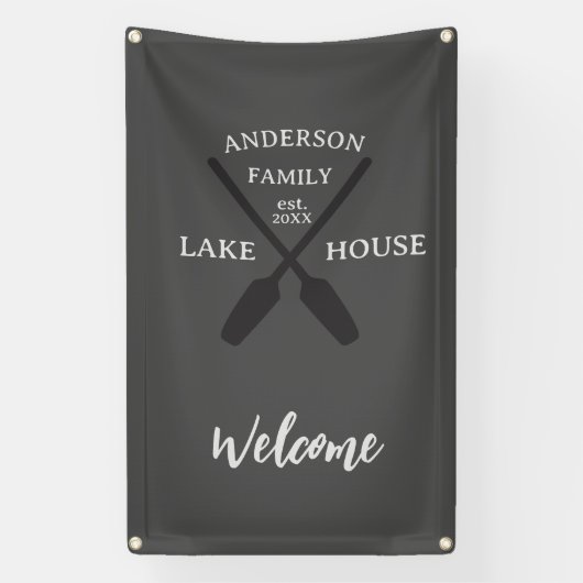 Personalisierter Familienname Lake House Willkomme Banner (Vertikal)