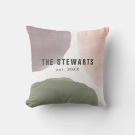 Personalisierter Familienname Moderne Aquarellkrei Kissen