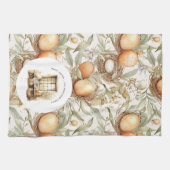 Personalisierter Familienname Osterbeige Rustikal Geschirrtuch (Horizontal)