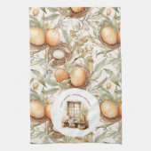 Personalisierter Familienname Osterbeige Rustikal Geschirrtuch (Vertikal)