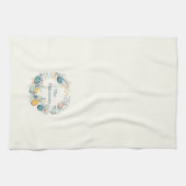Personalisierter Familienname Osterblütenkranz Geschirrtuch (Horizontal)