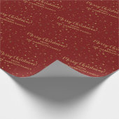 Personalisierter Familienname Red Gold Frohe Weihn Geschenkpapier (Ecke)