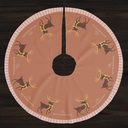 Personalisierter Familienname Rentier Weihnachten Polyester Weihnachtsbaumdecke