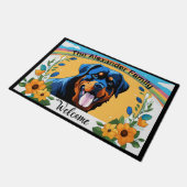 Personalisierter Familienname Rottweiler Hund Will Fußmatte (Schrägansicht)