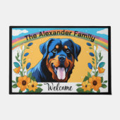 Personalisierter Familienname Rottweiler Hund Will Fußmatte (Vorderseite)