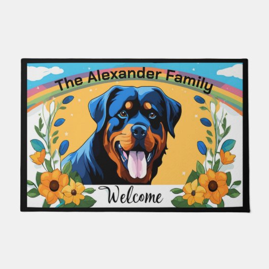 Personalisierter Familienname Rottweiler Hund Will Fußmatte (Vorderseite)