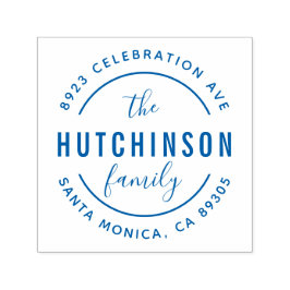 Personalisierter Familienname Runde Rücksendeadres Permastempel