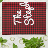 Personalisierter Familienname Rustikale rote Schwa Geschirrtuch (Gefaltet)