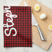 Personalisierter Familienname Rustikale rote Schwa Geschirrtuch (Viertel Falte)