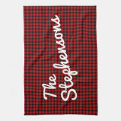 Personalisierter Familienname Rustikale rote Schwa Geschirrtuch (Vertikal)