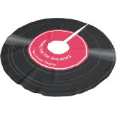 Personalisierter Familienname Vinyl Record Red Polyester Weihnachtsbaumdecke (Schrägansicht)