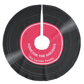 Personalisierter Familienname Vinyl Record Red Polyester Weihnachtsbaumdecke (Vorderseite)