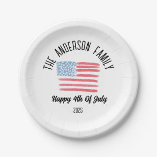 Personalisierter Familienname von Airbrush America Pappteller