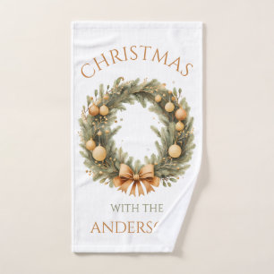 Personalisierter Familienname Weihnachtshandtuch Handtuch