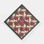 Personalisierter Familienname Weihnachtspoinsettia Serviette (Ecke)