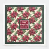 Personalisierter Familienname Weihnachtspoinsettia Serviette (Vorderseite)